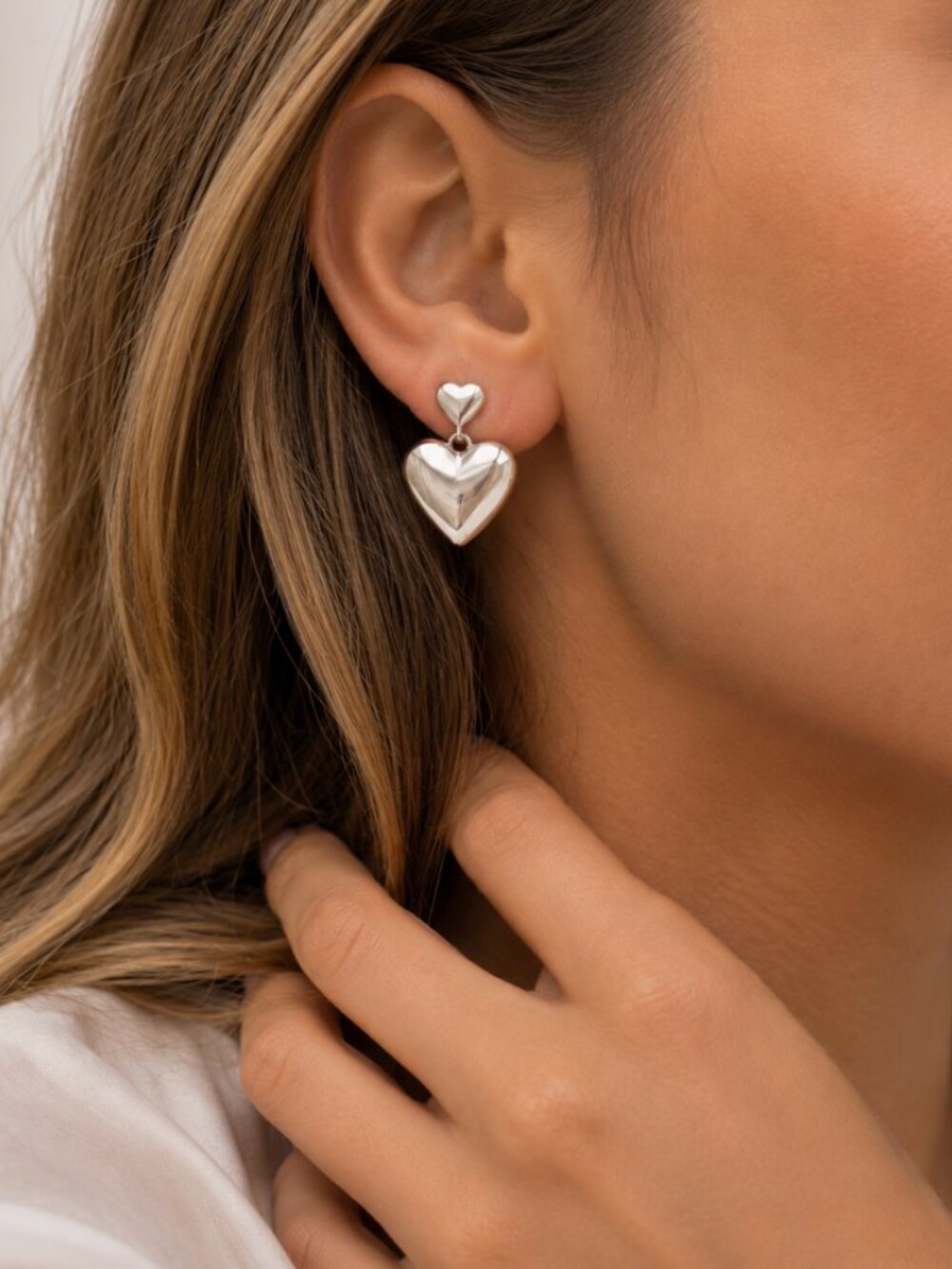 925 Sterling Silver Heart Dangle Drop Earrings Minimalist Heart Earrings